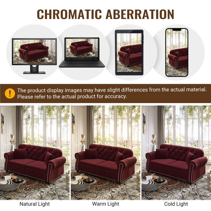 Sofa With Nailhead Trim And Rolled Armrests