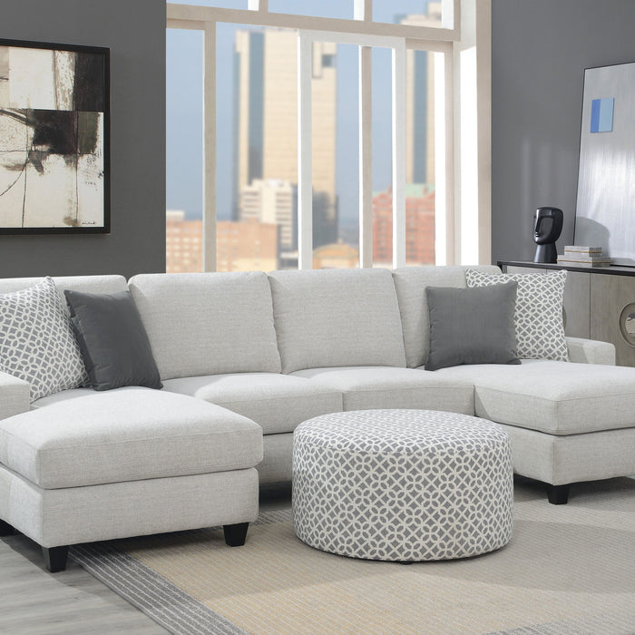 Walker - Chaise Sectional, With Pillows, Two Chaises, Clean Lines, Tapered Block Feet - Pale Gray