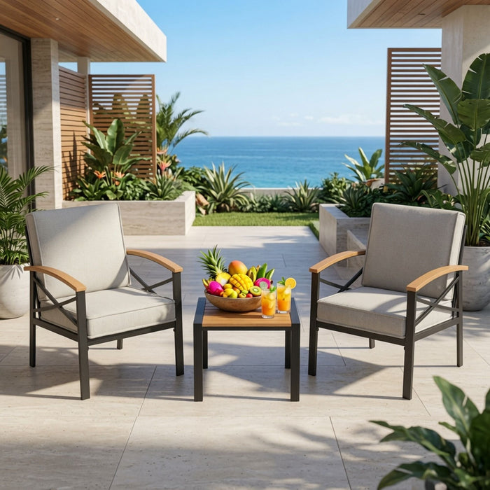 Square Outdoor Patio End Table - Black