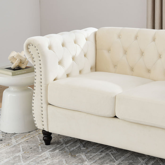 Chesterfield Sofa With Rolled Arms And Nailhead Trim