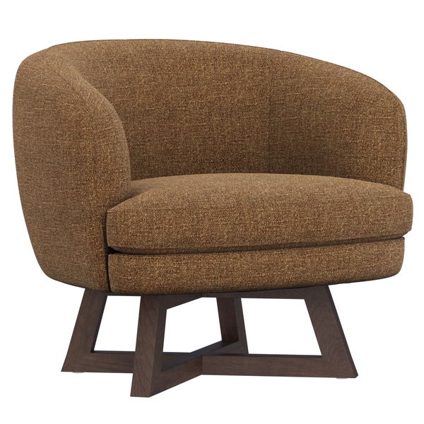 Moira - Swivel Chair With 360-Degree Swivel And Solid Wood Base - Copper Cocoa