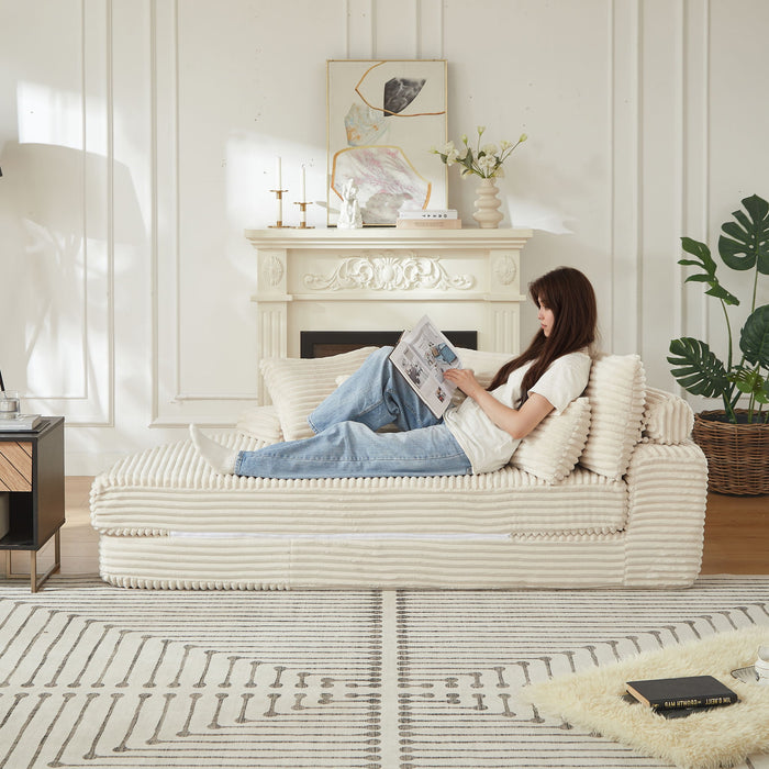 Semi Circular 2 In 1 Sofa Bed With Neck Pillow And Throw Pillows