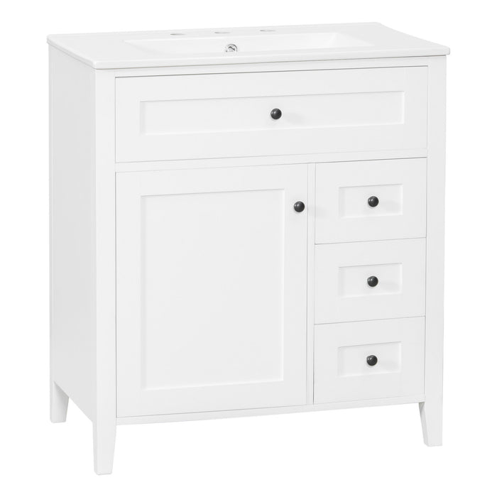 Bathroom Vanity With Sink, 3 Drawers And Adjustable Shelf