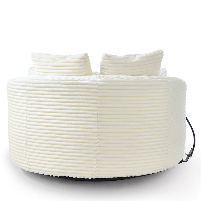 Swivel Accent Barrel Chair With Adjustable Phone Holder, 5 Pillows For Living Room