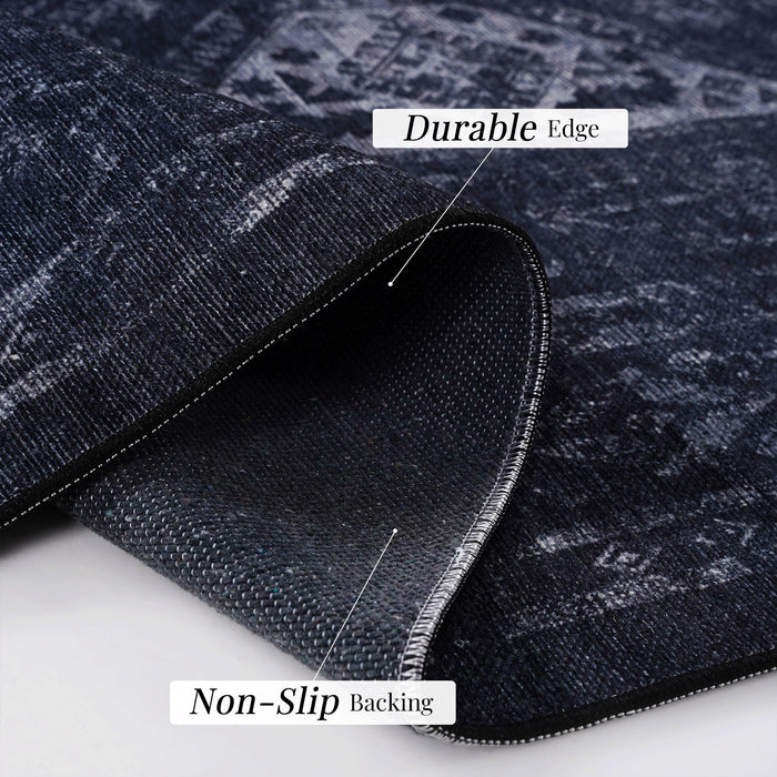 Maval - 8' X 10' Area Rug Washable - Black / Gray