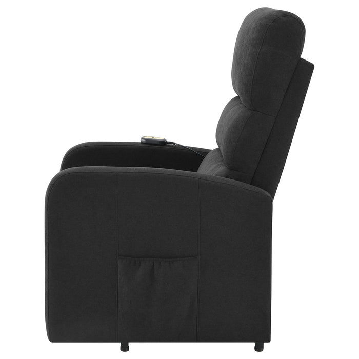 Royston - Upholstered Power Lift Recliner With Remote Comfort - Black
