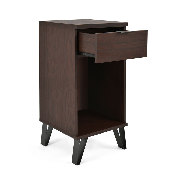 Modern Industrial Tall End Table With Drawer And Shelf - Walnut