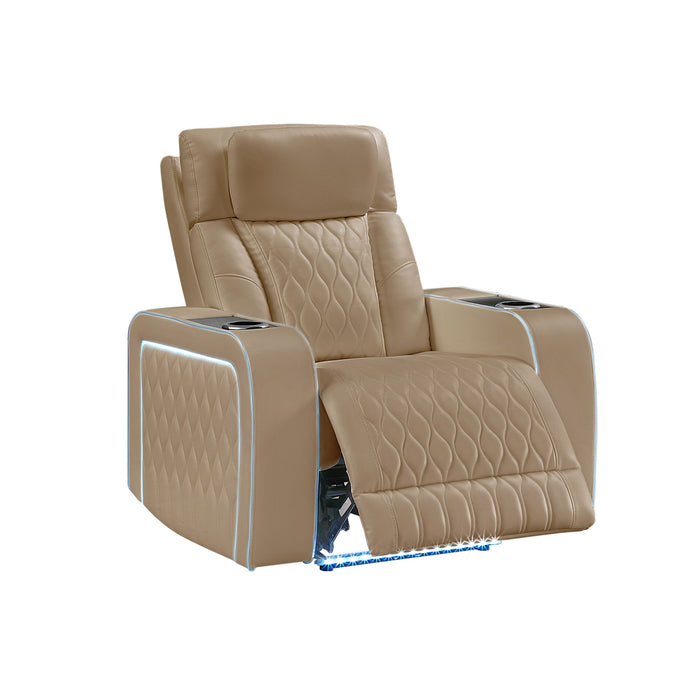 Electra - 3 Piece Power Reclining Sofa, Loveseat And Recliner Set With Power Headrests, Massage And LED Lighting