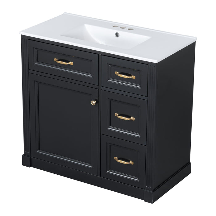 Modern Bathroom Vanity With Sink, 4 Drawers, Soft-Close Door, Adjustable Shelf