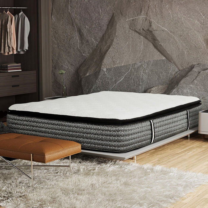 14" Premium Pocket Coil Hybrid Mattress With Gel Memory Foam, Super Plush - Gray / White - King