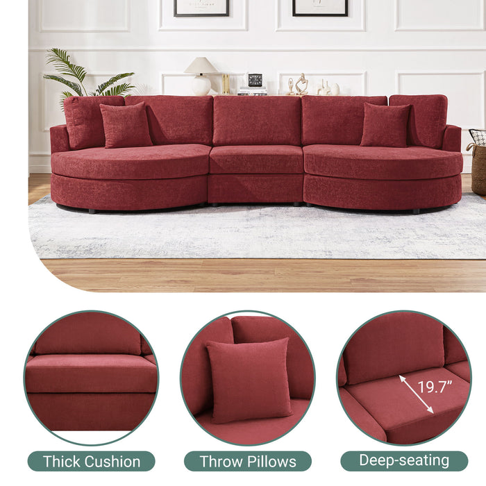 Modern 3 Seater Upholstered Sofa With Curved Design