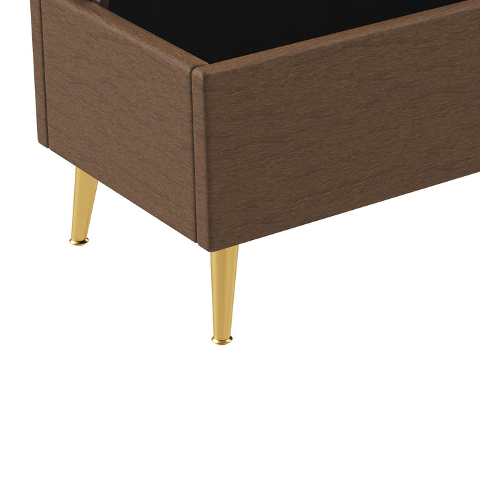 Modern Tufted Storage Ottoman Bench With Metal Legs