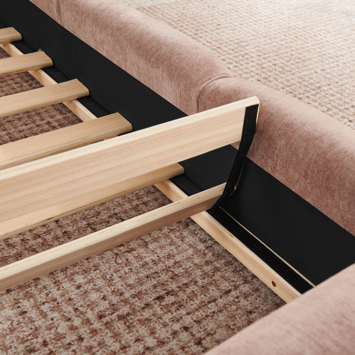 Upholstered Platform Bed Frame, Low Profile Floor Bed, No Box Spring Required