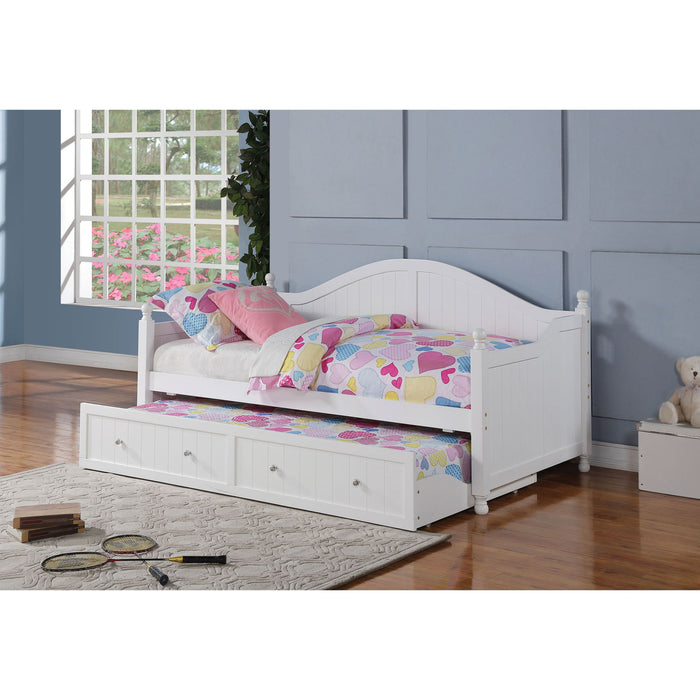 Twin Daybed With Trundle Storage Bed - White