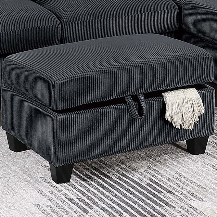 Contemporary Sectional Set With Right Arm Chaise, Left Arm Sofa With USB Port, Storage Ottoman