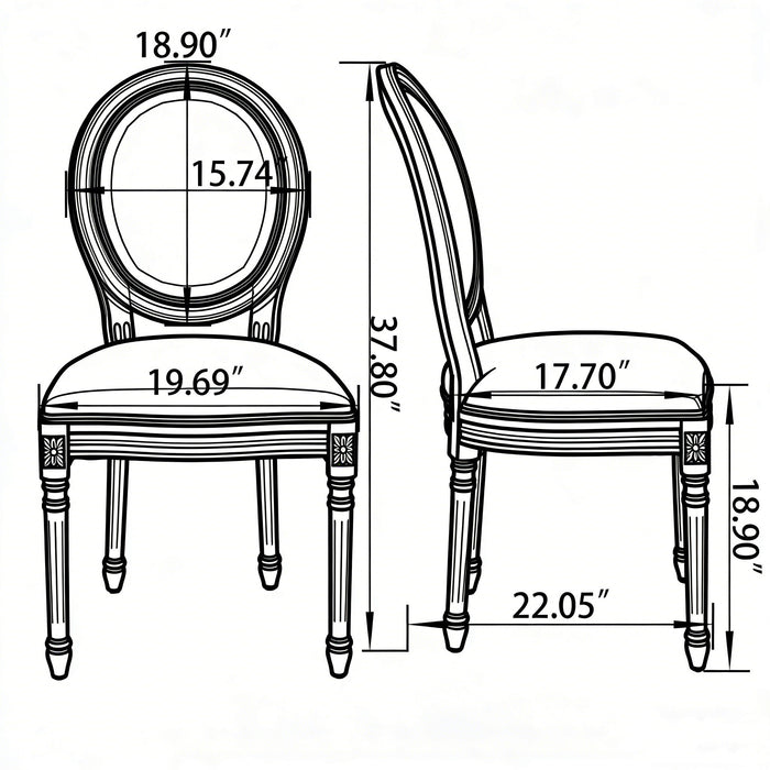 Upholstered & Round Back Dining Chairs (Set of 2)