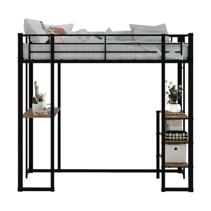 Bunk Bed With L-Shaped Desk And Dual Side Stairs