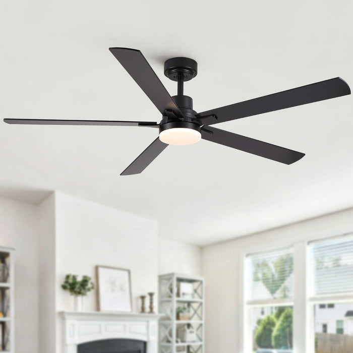 Ceiling Fan With Lights And Remot With Quiet DC Motor, 6 Speeds, Reversible Blades - Black