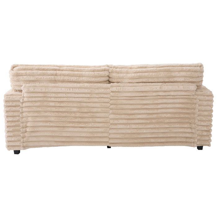 Plush Oversized Double Chaise Lounge Sofa Bed With USB Ports And Cup Holders