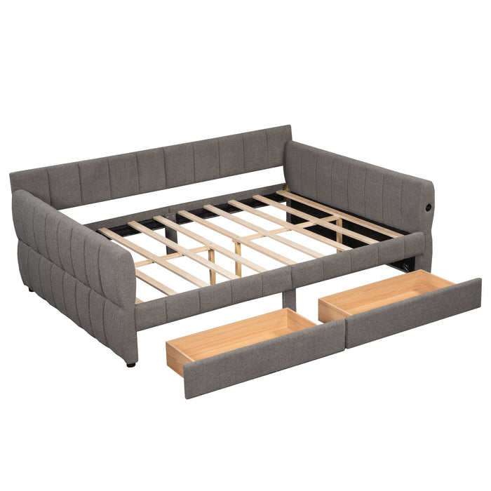 Upholstered Platform Bed With USB Charging