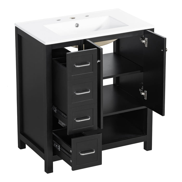 Bathroom Vanity With Sink Top, Bathroom Vanity Cabinet With 2 Doors And 2 Drawers, Open Shelf