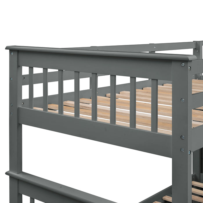 Stairway Bunk Bed With Storage And Guard Rail For Bedroom
