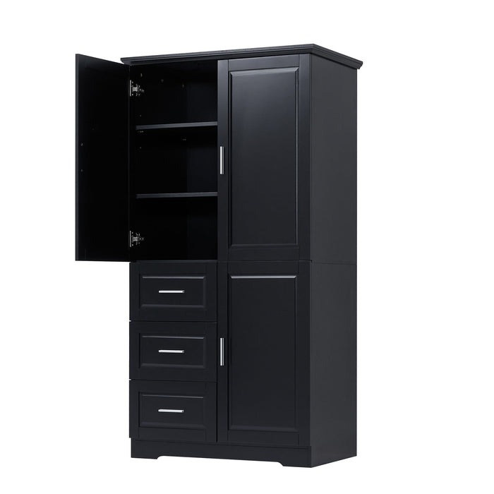 Tall And Wide Storage Cabinet With Doors, 3 Drawers