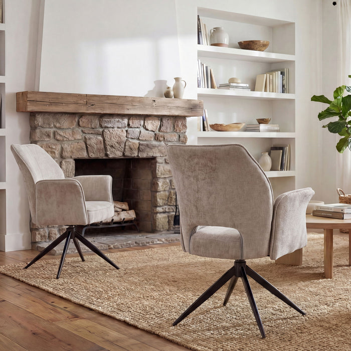 Dining Chair With Soft Cushion And 360° Rotation, Comfortable Armrest For Kitchen (Set of 2) - Gray