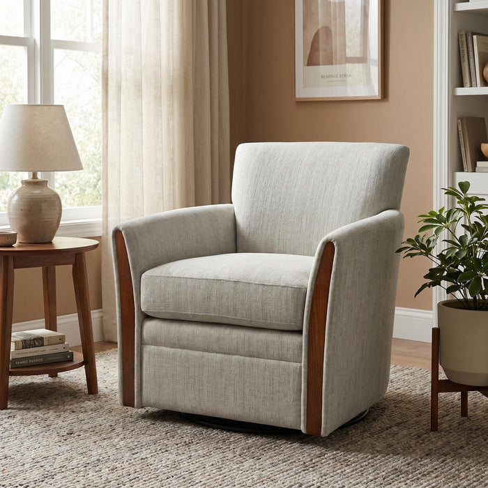 Swivel Accent 360° Rotating Armchair With Turntable Base For Living Room - Cream Beige