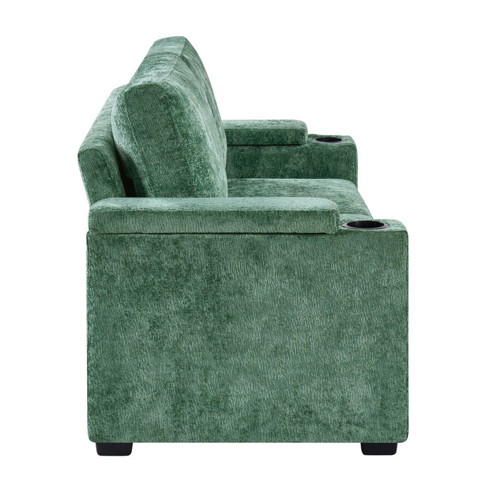 Pull Out Sofa Bed Loveseat With Twin Mattress, Cup Holders And Arm Storage