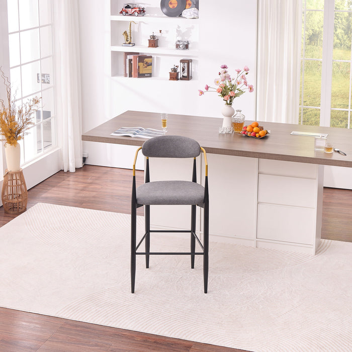 Upholstered Bar Stool With Ergonomic Design (Set of 2)