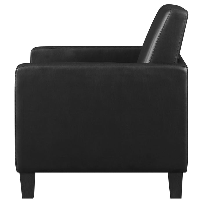 Upholstered Accent Chair With Track Arms And Tapered Block Legs - Black