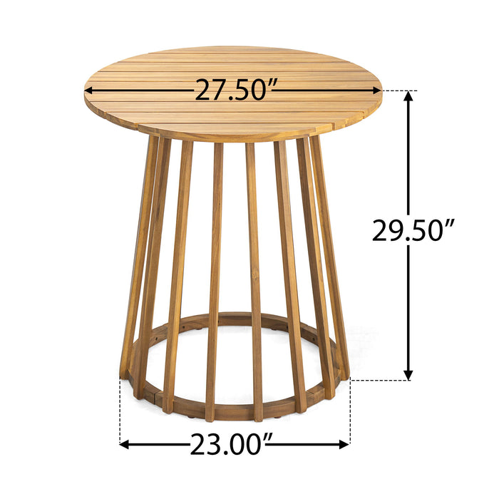 Outdoor 3 Pieces Dining Set, Round Bistro Set - Teak