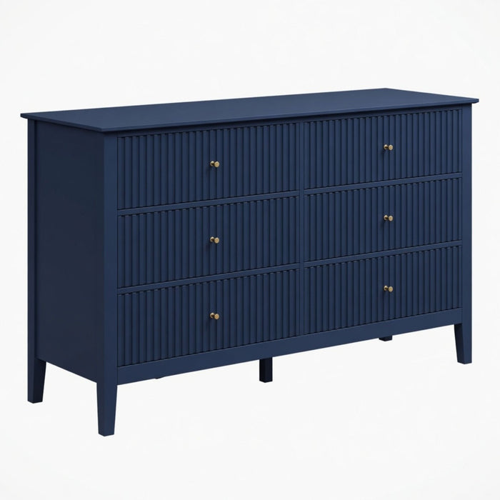 Modern 6 Drawer Fluted Dresser