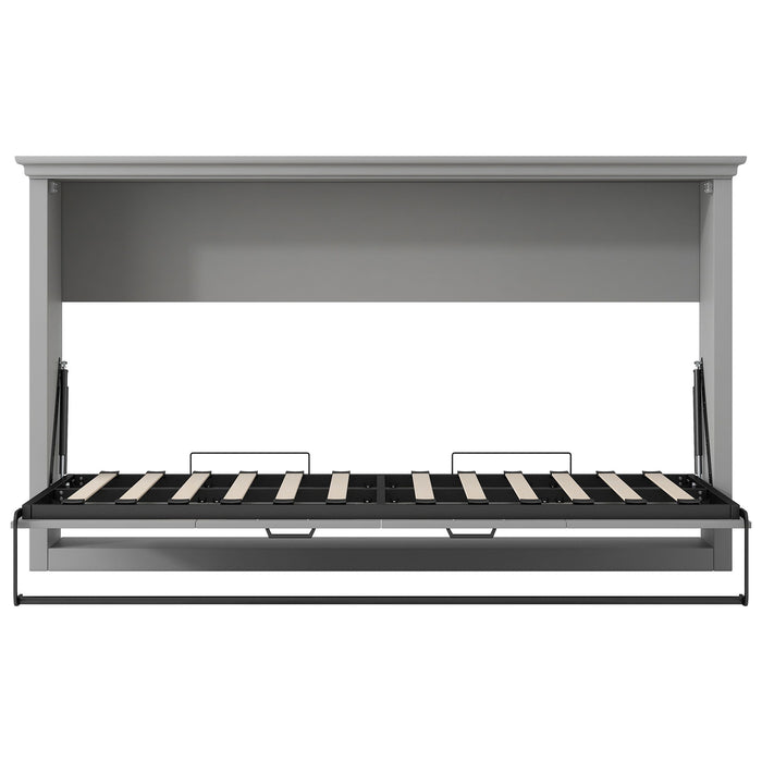 Twin Size Murphy Bed With Cabinet Storage - Gray