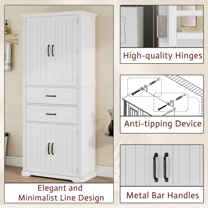 Elegant Multi Functional Storage Cabinet With Slide Rail Drawers, Adjustable Shelves