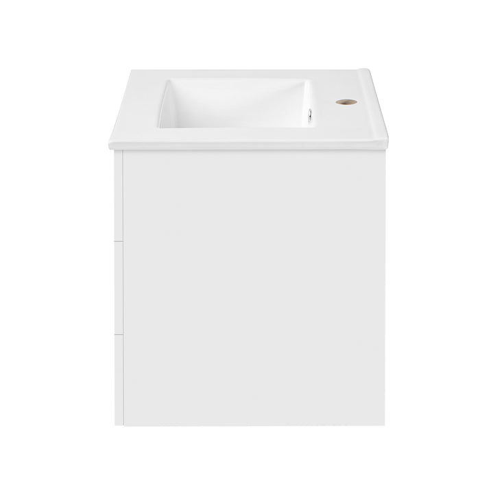 Wall Mounted Floating Cabinet With Side Cabinet Combo, Rectangular Ceramic Sink Vanity