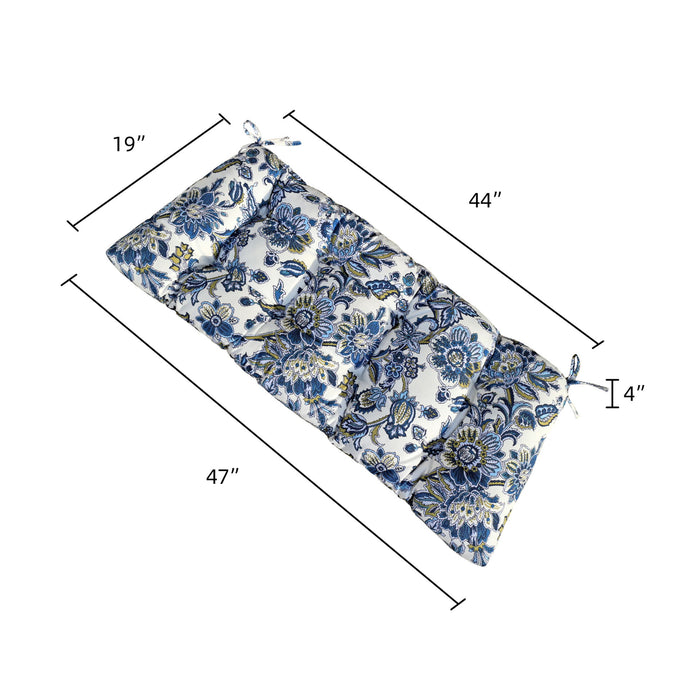 Outdoor Bench Cushions With Secure Tie Down Straps - Blue / Multi