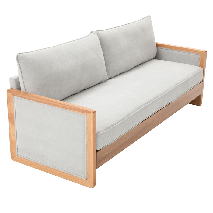 Modern 3 Seater Sofa With Wood Armrests