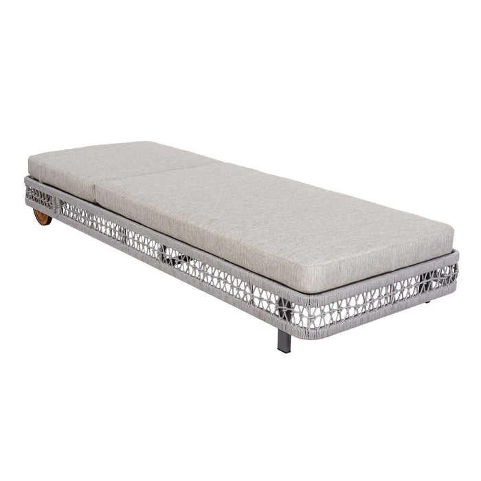 Outdoor Chaise Lounge With Wheels, 5 Position Adjustable Backrest