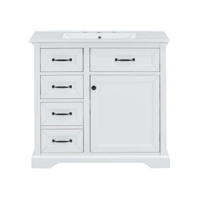 Modern Bathroom Vanity With Sink Top, 4 Drawers And 1 Soft-Close Door