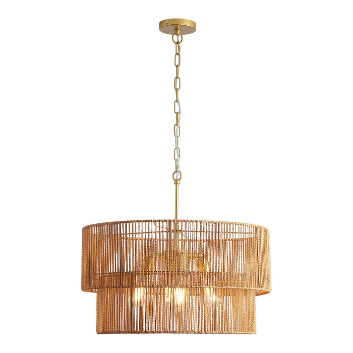 Chandelier, 2 Tier Boho Wabi Sabi Pendant Light, Hanging Ceiling Lamp - Gold