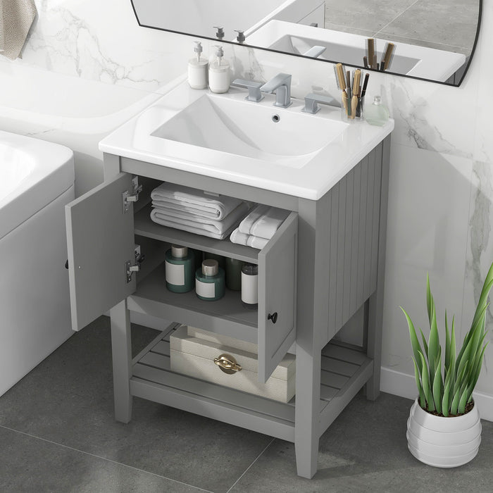 Modern Bathroom Vanity With Sink And Open Shelf