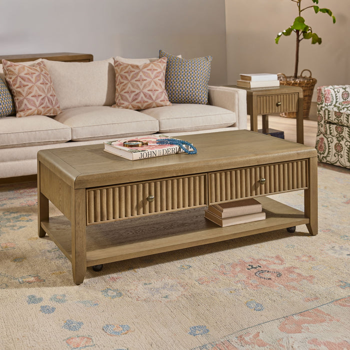 Reed - Rectangular Coffee Table With Casters - Driftwood Oak