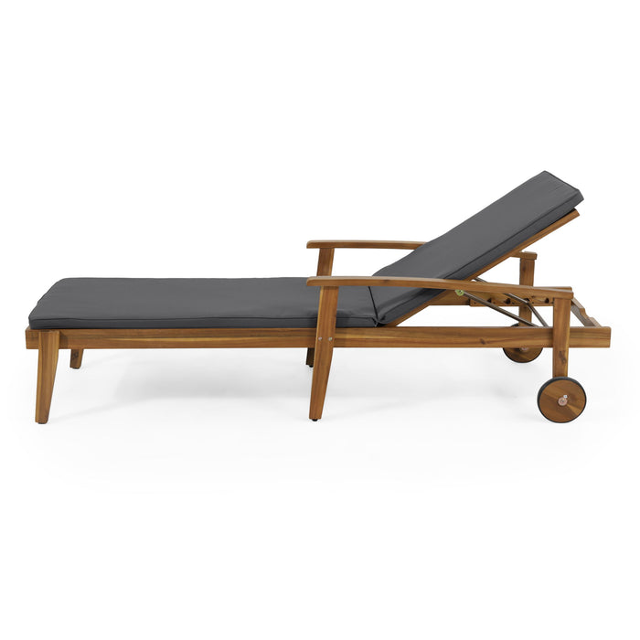 Jason - Black Chaise Lounge Adjustable Acacia Wood Outdoor Furniture