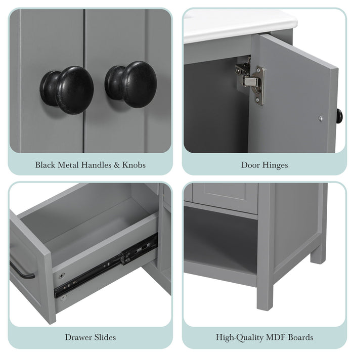 Bathroom Vanity With Sink Top, Bathroom Vanity Cabinet With 2 Doors And 2 Drawers, Open Shelf