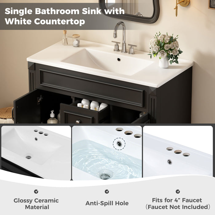 French Simple Style Wall Mounted Bathroom Cabinet With Sink
