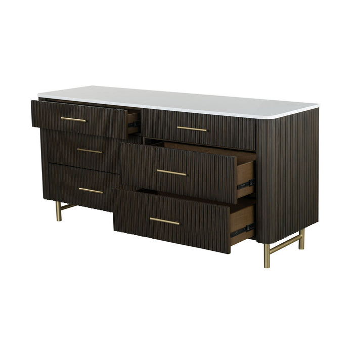 Clayten - Dresser - Espresso / White Marble