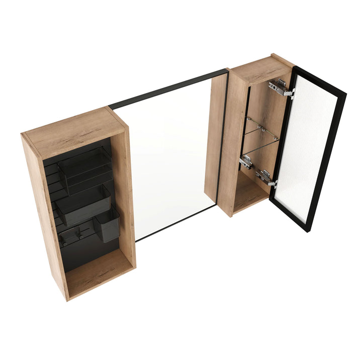 41.6" Wall Mounted Bathroom Cabinet With Adjustable Shelves Storage Cabinet - Imitative Oak