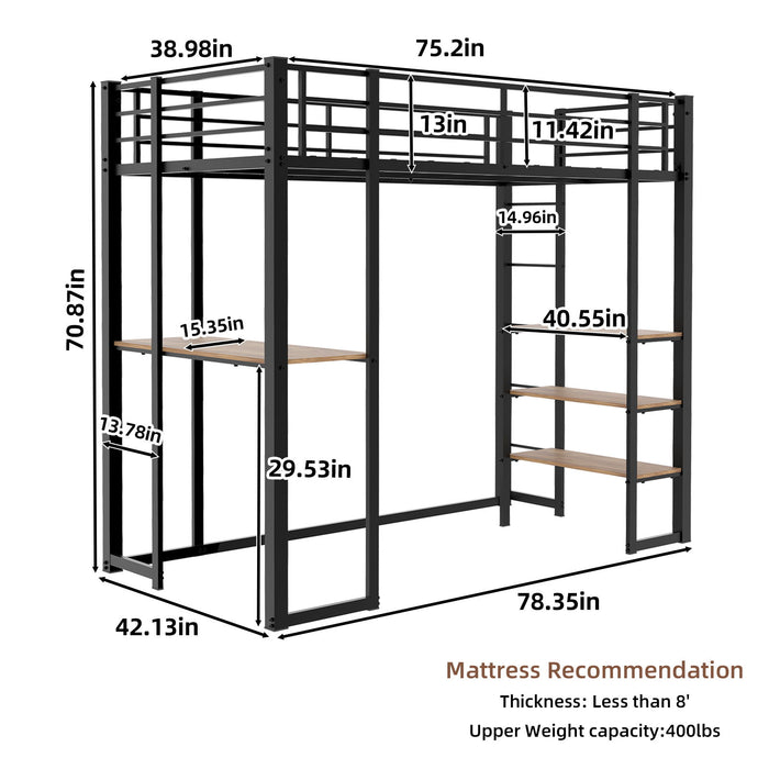 Bunk Bed With L-Shaped Desk And Dual Side Stairs